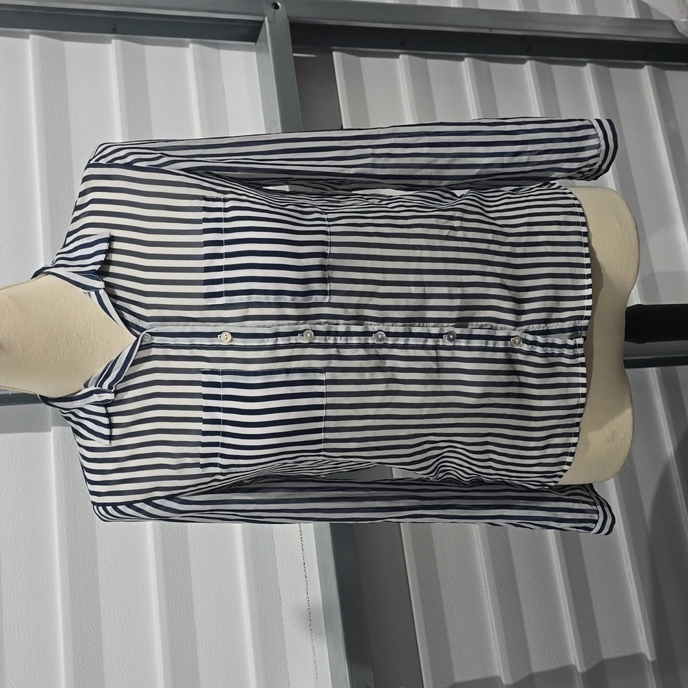 Love Tree Blue White Striped Womens Long Sleeve Button Down Shirt Size Small